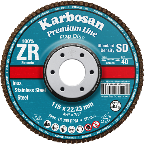 KARBOSAN FLAP DİSK ZIMPARA ZR 115/120 mm KUM (930670)